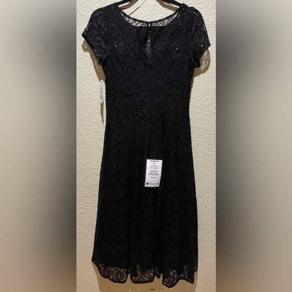 NWT SLNY Lace Sequins Midi Black Dress Size 2 - Picture 5 of 11